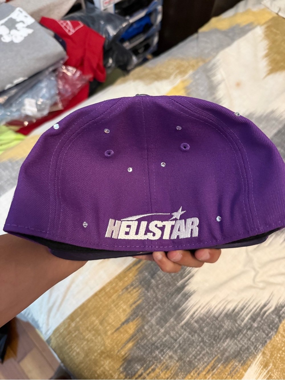 Hellstar Men’s Purple Flame & Star Snapback Hat 7 1/4 - Picture 2 of 4